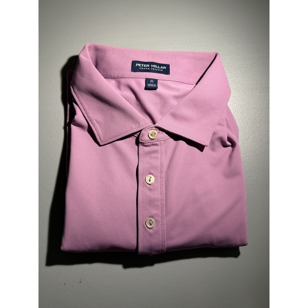 Peter Millar Soul Performance Mesh Polo Valencia Pink Crown Crafted Size XL‎